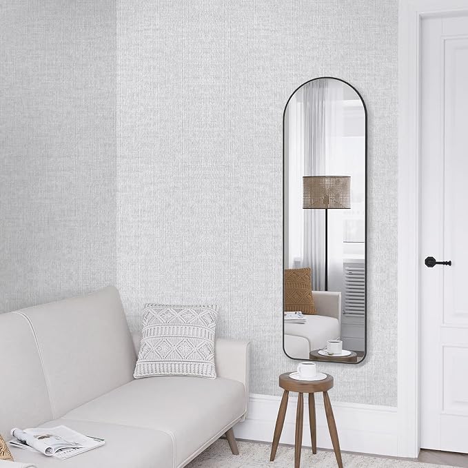 Grasscloth Peel and Stick Wallpaper, Light Grey Vintage Textured Faux Linen - Image 6