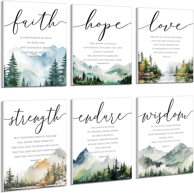 Sacubee 6 Pack Acoustic Christian Art Panels 12" x 16" Faith Hope Love by Sacubee