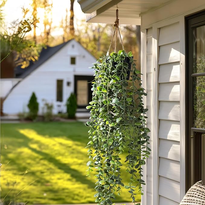 Artificial Hanging Plant 2 Pcs Faux Plant Ivy Vine Faux Eucalyptus Vines Fake - Image 4