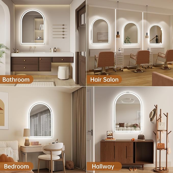 Arched Bathroom Mirror with Lights 28"x40"- Frameless LED Mirror - Image 7