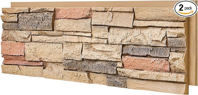 Faux Stone Wall Panels 2-Pack PU Stone Veneer Siding, Mortarless Faux Rock by Wallwell