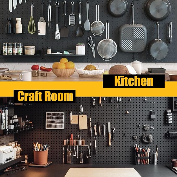 Spampur Peg Board, 8 Pack Metal Pegboard Panels Black Pegboards Wall Organizer - Image 8