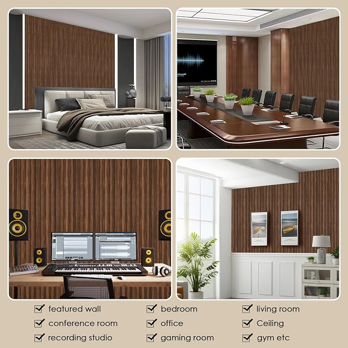 8-Pack 3D Slat Wall Panels — Soundproof Faux Wood Wall Panels - Image 6