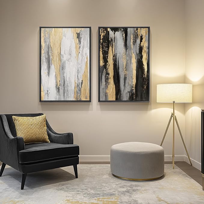 Large Framed Modern Abstract Wall Art Set of 2, Canvas Prints Paintings Artwork - Image 4