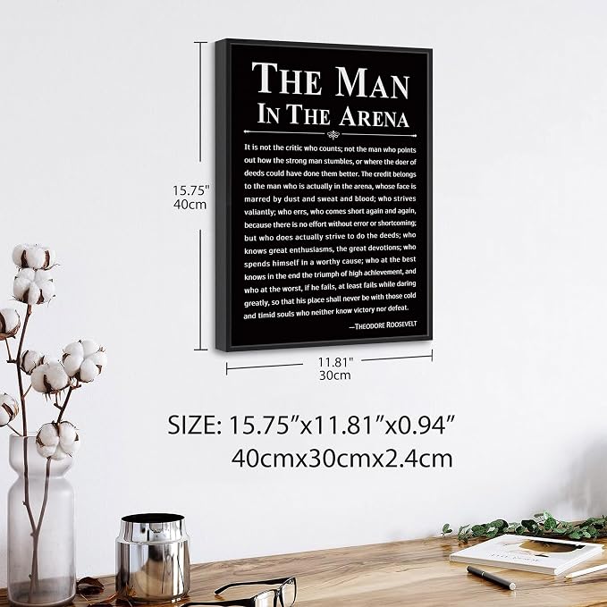 Howwii Office Wall Art Inspirational Decor The Man in the Arena Framed - Image 2