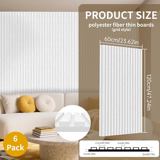 EVERECO 6 Pack Acoustic Panels Dual-Layer Thickened-47.2"x23.6"x0.72" - Image 2
