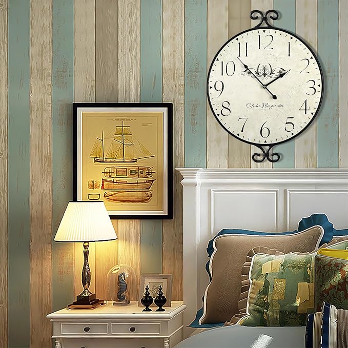 24 Inch Large Farmhouse Wall Clock, Wrought Iron Frame - Image 6