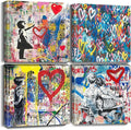 Biufo Banksy Canvas Wall Art Pictures Pop Graffiti Street Art Painting Artwork by Biufo