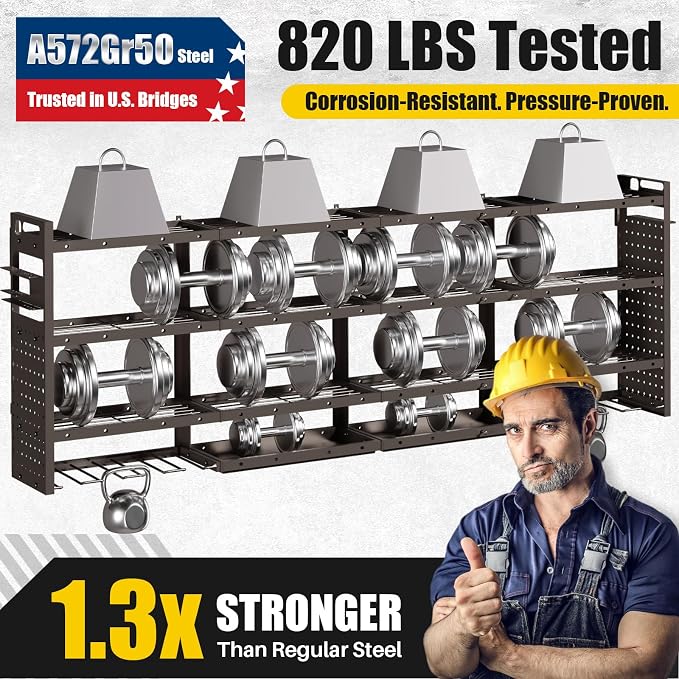XLarge 64''W Power Tool Organizer Wall Mount | 8-Outlet TR Charging Station | - Image 3