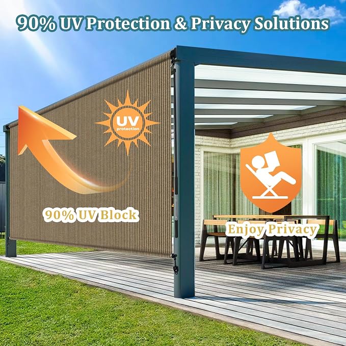 Shade&Beyond Custom Size Outdoor Roller Shades Cordless Patio Roll Up Blinds - Image 2