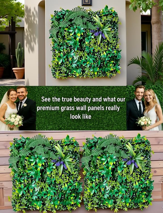 Artificial Grass Wall Panels for Indoor Outdoor, 16 Pack 20"x20", Boxwood Panels - Image 3