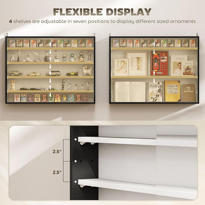 HOMCOM 5-Tier Display Cabinet, Glass Door Cabinet - Image 4