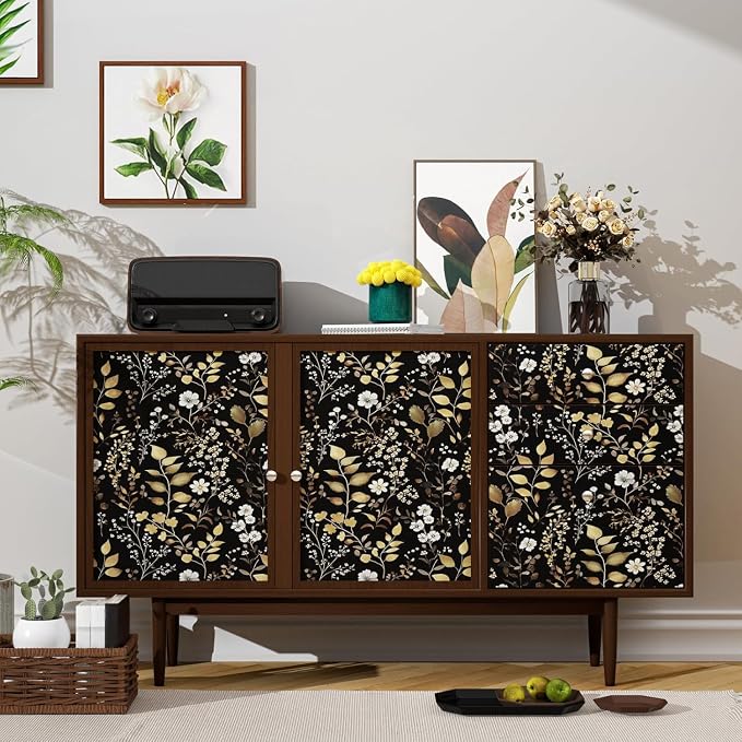 Laatse Boho Wallpaper Peel and Stick Dark Floral Wallpaper 17.5in x118in - Image 2