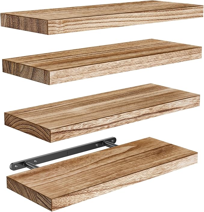 Amada Homefurnishing Floating Shelves, Paulownia Wood Wall Shelves by AMADAHOMEFURNISHING