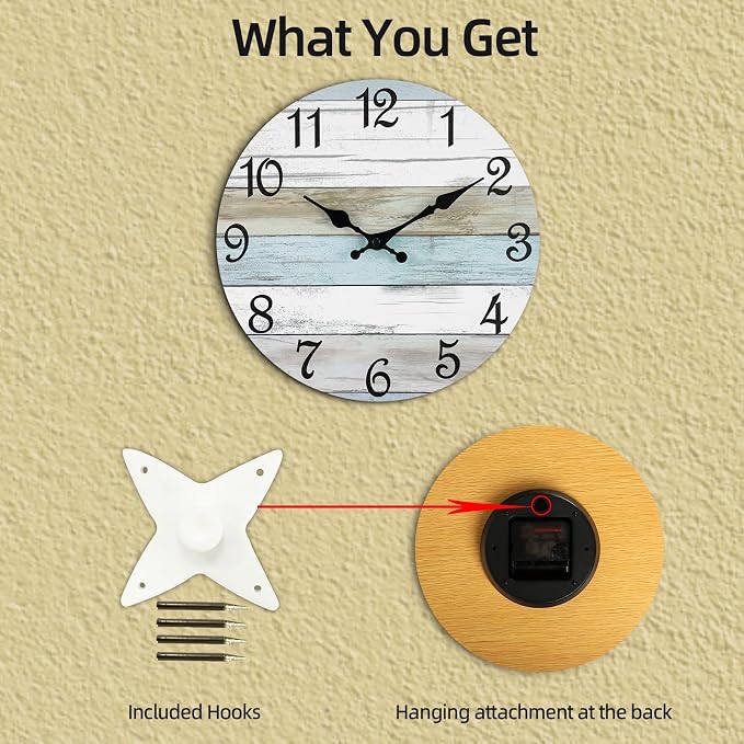 CHYLIN Wall Clock 12 Inch Bathroom Clock, Rustic Wall Clocks Battery Operated - Image 5