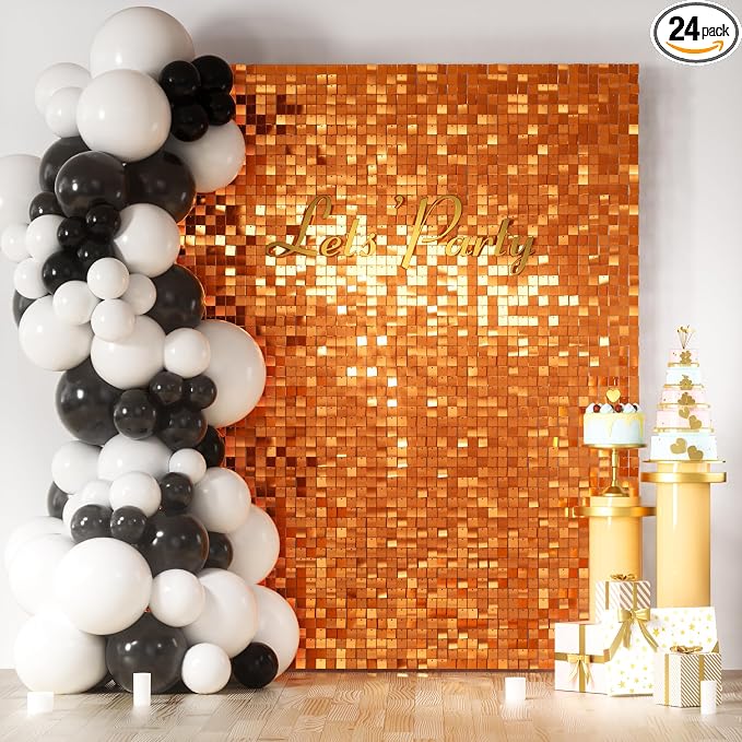 COKAOBE Orange Shimmer Wall Backdrop, Photo Backdrops by COKAOBE
