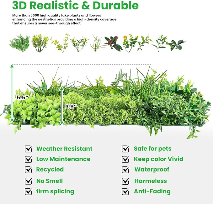 Artificial Grass Wall Panels for Indoor Outdoor, 3D Boxwood Panels - Image 9