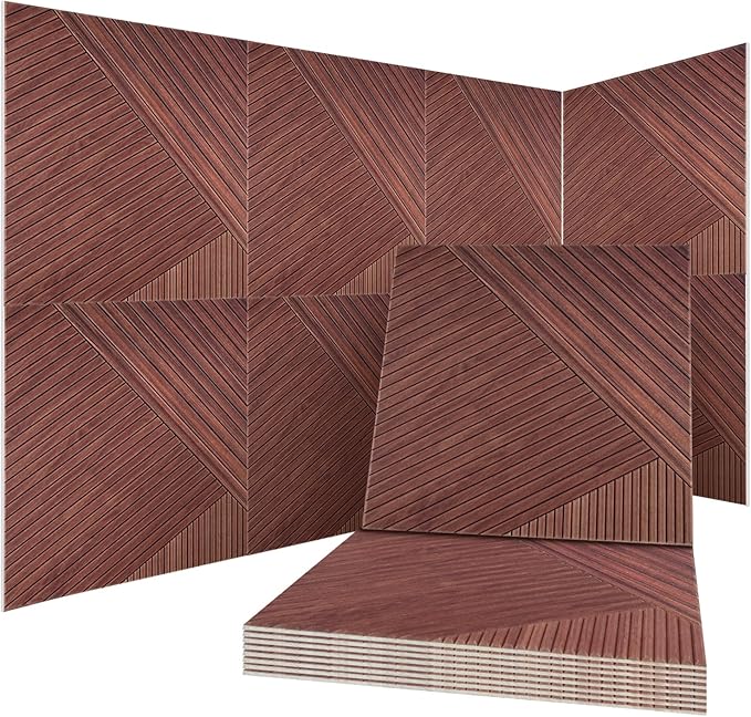 8Pack Acoustic Wall Panels, Wood-Pattern Art Sound Proof Foam Panels by Knightsacoustic