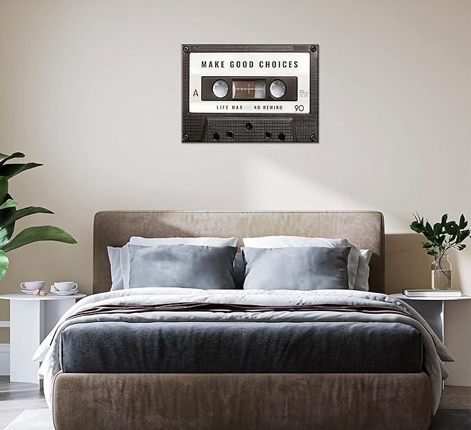 Inspirational Office Canvas Wall Art Picture Vintage Cassett Tape Prints Make - Image 4