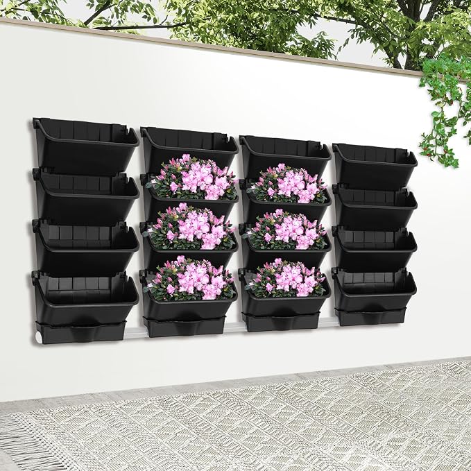 Vertical Wall Planter with 16 Pots, Hanging Garden Plant Flowerpot Holder - Image 5