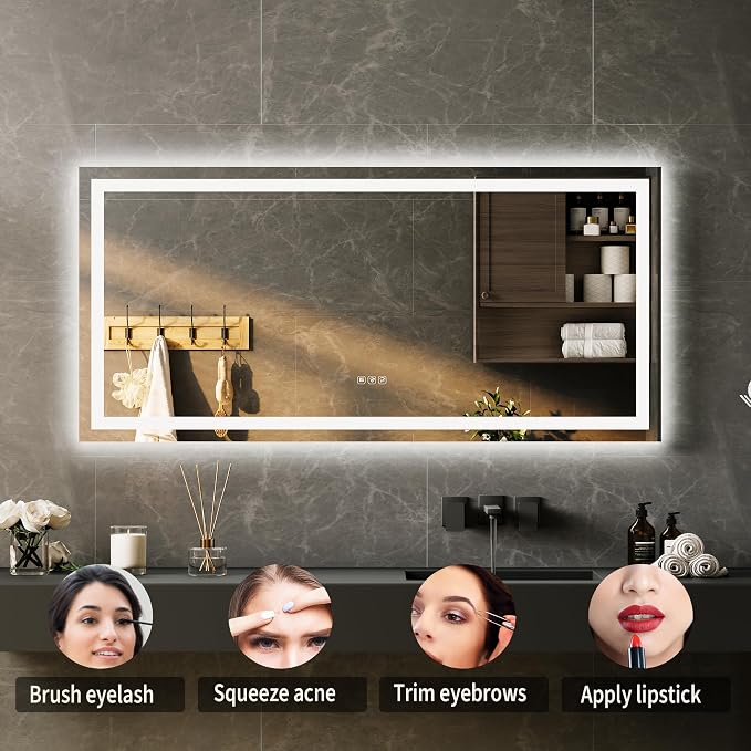 LED Bathroom Mirror 55 x 26 inch, Lighted Bathroom Vanity Mirror - Image 8