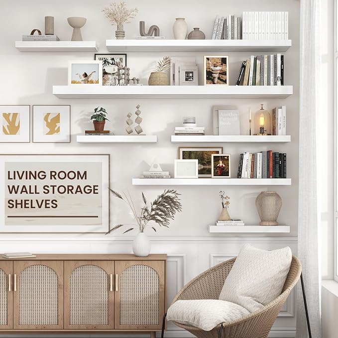 Venusmiles Floating Shelves for Wall 71 inch Long, Engineered Wood Large Wall - Image 2