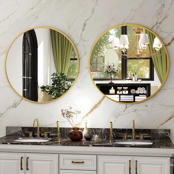 HARRITPURE Round Mirror 30 Gold Wall Mounted Circle Mirrors Vanity Mirror - Image 8