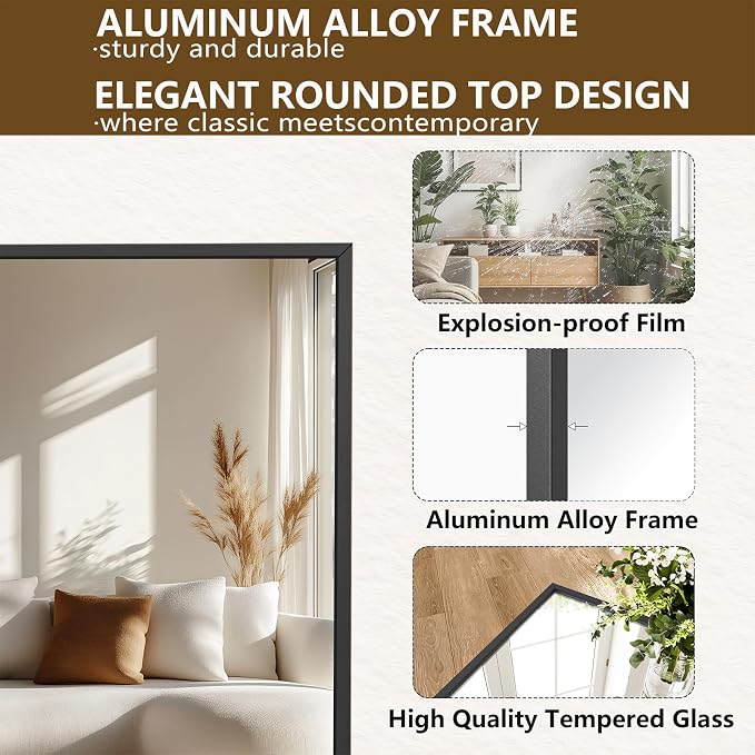 Koonmi 81"x41" Floor Mirror Full Length, Bedroom Floor Body Mirror - Image 3