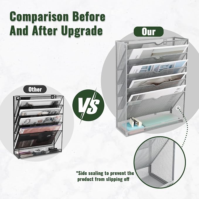 EASEPRES 6 Tier Mesh Hanging Wall File Organizer, Desk Vertical Mail Paper - Image 3