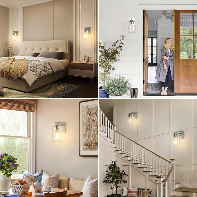 Set of 2 Wall Sconces for Bathroom, Brushed Nickel Vanity Light Fixtures - Image 9