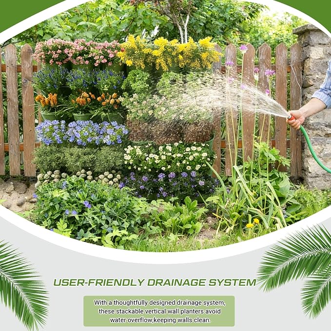 Briwooody 30 Set 60 Pocket Vertical Stackable Wall Planters Kit Outdoor Self - Image 8