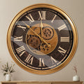 October Elf Large Real Moving Gears Wall Clock 24 Inch Vintage Industrial by Buy+now