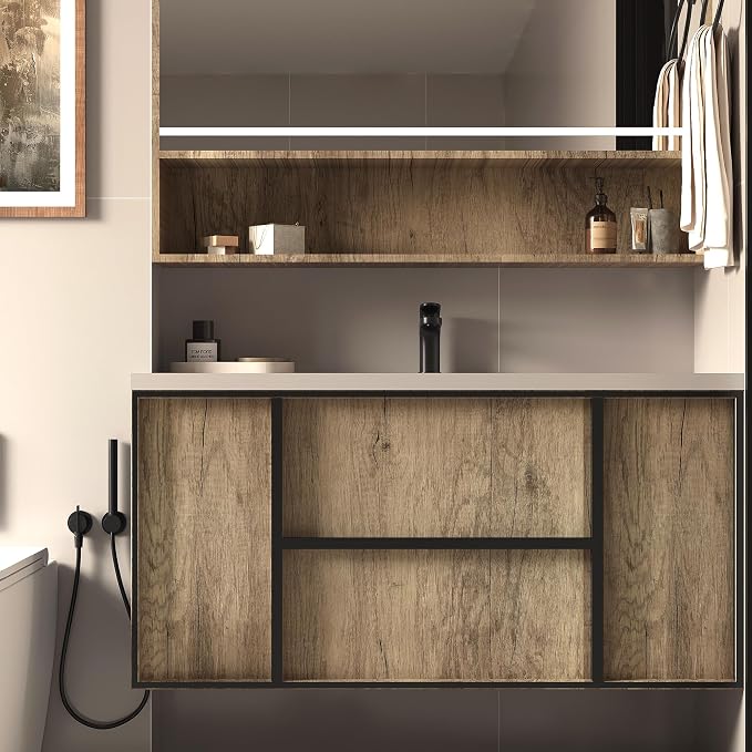 BOMENG Thick Brown Wood Contact Paper Peel and Stick Wallpaper Roll Self - Image 5