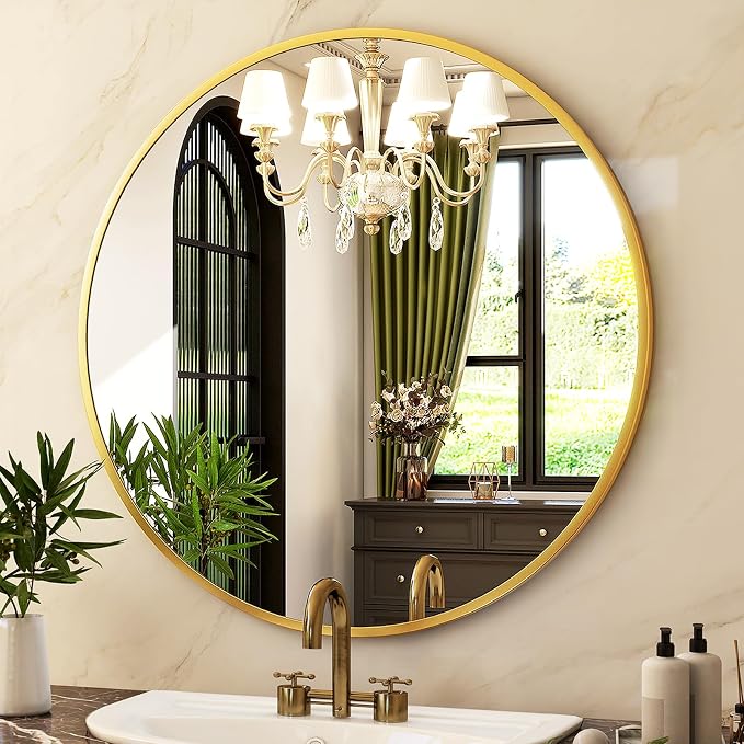 HARRITPURE Round Mirror 30 Gold Wall Mounted Circle Mirrors Vanity Mirror - Image 9