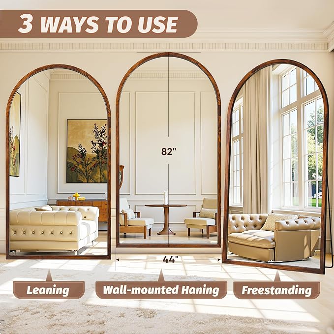 Full Length Mirror 82"×44" Floor Mirror Standing Tall Mirror, Arched Stand up - Image 7