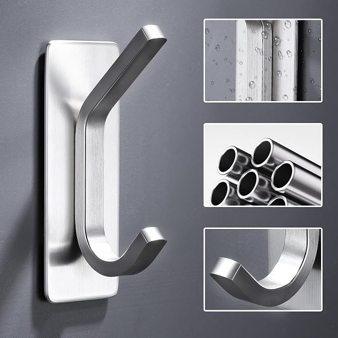 DELITON Adhesive Towel Hooks for Bathroom - Image 4