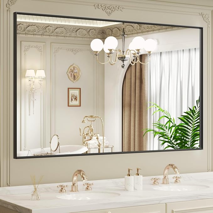 LOAAO Black Bathroom Mirror 72"X36" by LOAAO