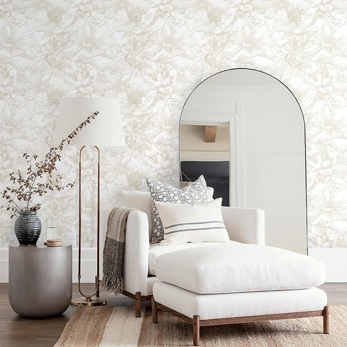 Ismoon Large Floral Peel and Stick Wallpaper Boho Beige/Coffee Contact Paper - Image 3
