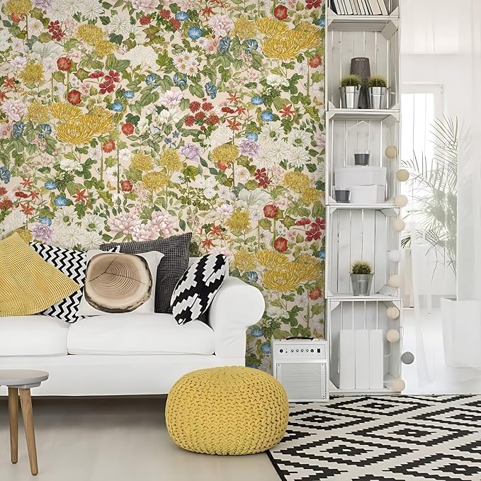 Floral Wallpaper Peel and Stick Boho Wall Paper Removable Waterproof - Image 2