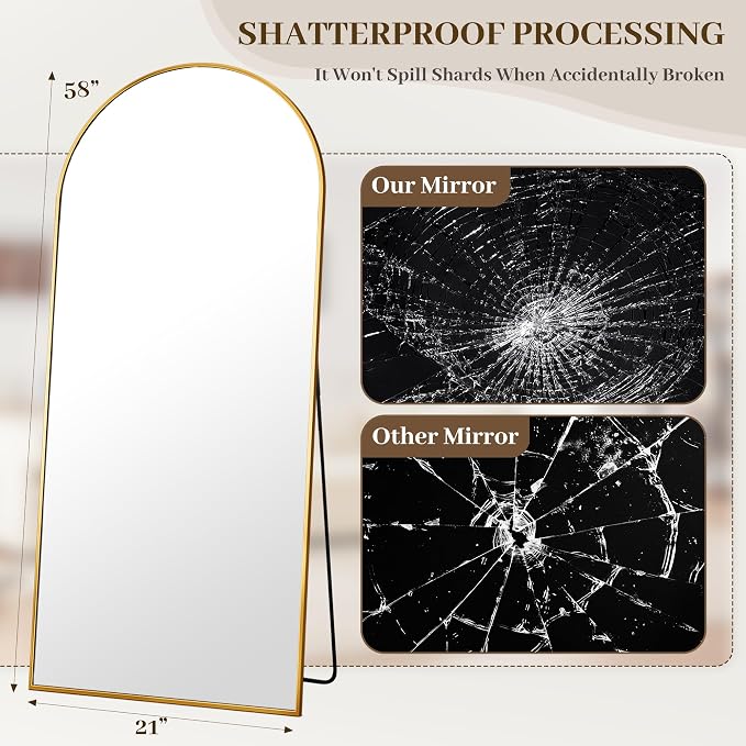 Suidia 58"x21" Arched Full Length Mirror - Image 4