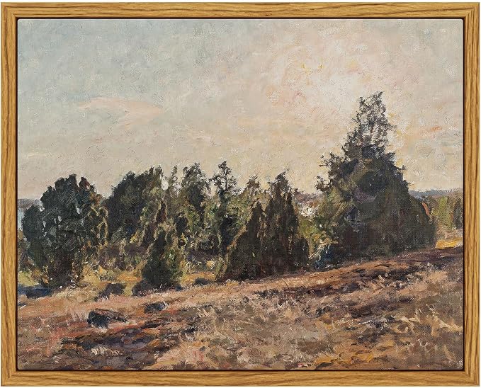 InSimSea Framed Canvas Wall Art, Vintage Pine Landscape Art by InSimSeaArt