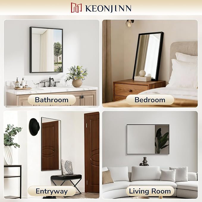 Keonjinn 55 x 30 Inch Black Bathroom Mirrors - Image 6