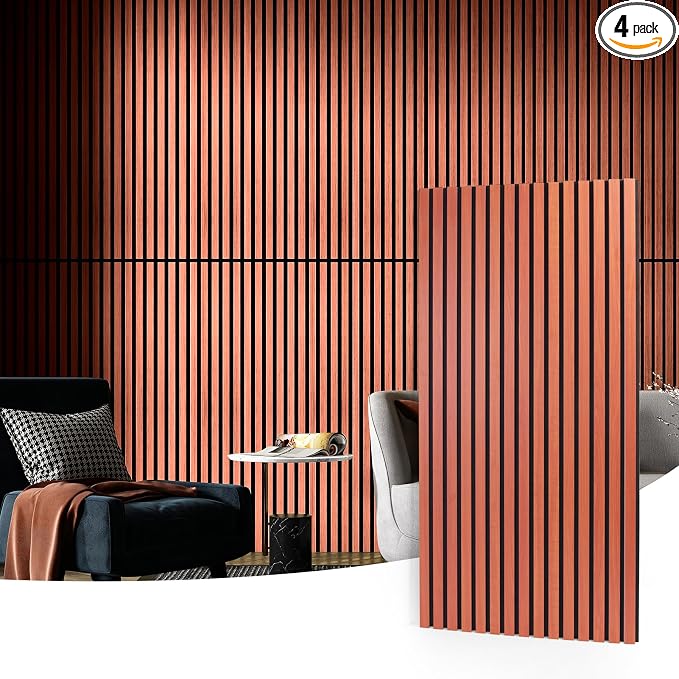 Art3d 4 Pack 47.2 x 23.6in. Wood Slat Acoustic Panels by Art3d