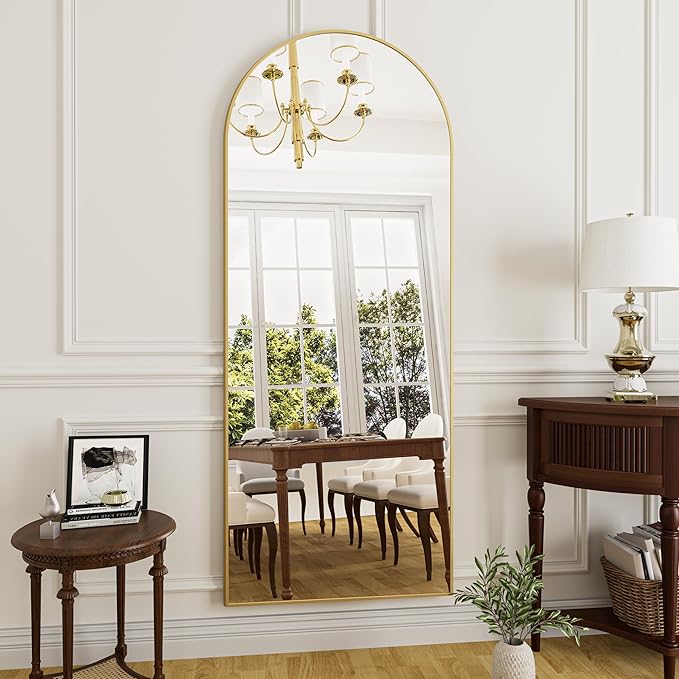 Rowjut Full Length Mirror Arched Floor Length Mirrors, Aluminum Frame - Image 3