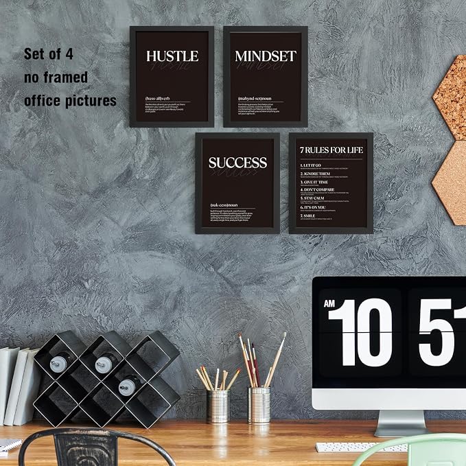 DSHFG Black Motivational Office Pictures Wall Decor Prints Set of 4, 8x10 - Image 5