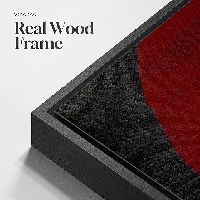 Large Framed Red Black White Abstract Wall Art - Image 5