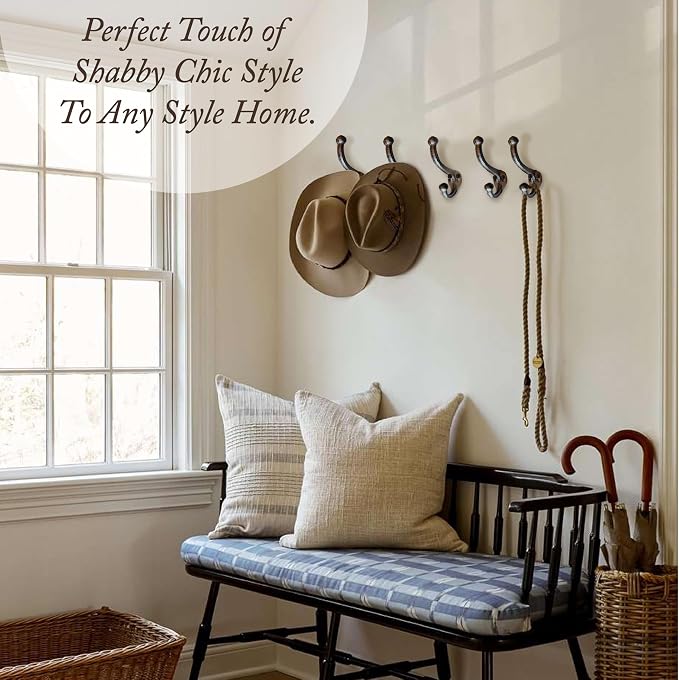 My Fancy Farmhouse Rustic Cast Iron Coat Hooks Wall Mounted Farmhouse - Image 7