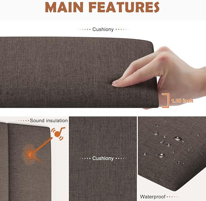 IFNOW Upholstered Wall Mounted Headboard, 3D Soundproof Wall Panels Peel and - Image 4