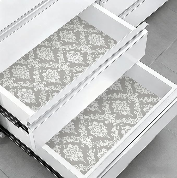 Peel and Stick Wallpaper Grey and White Damask Wallpaper - Image 8