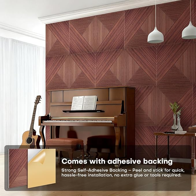 8Pack Acoustic Wall Panels, Wood-Pattern Art Sound Proof Foam Panels - Image 4
